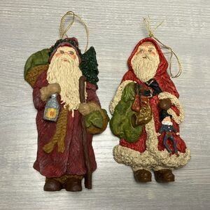 set of 2 vintage June McKenna Santa ornaments